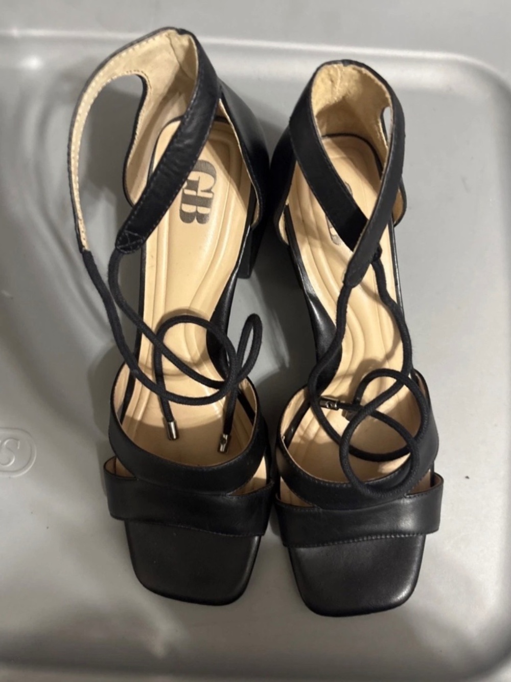 Gianni Bini Black Lace-Up Block Heel Sandal